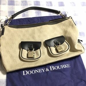 LN Dooney and Bourke Cream Monogram Large Hobo